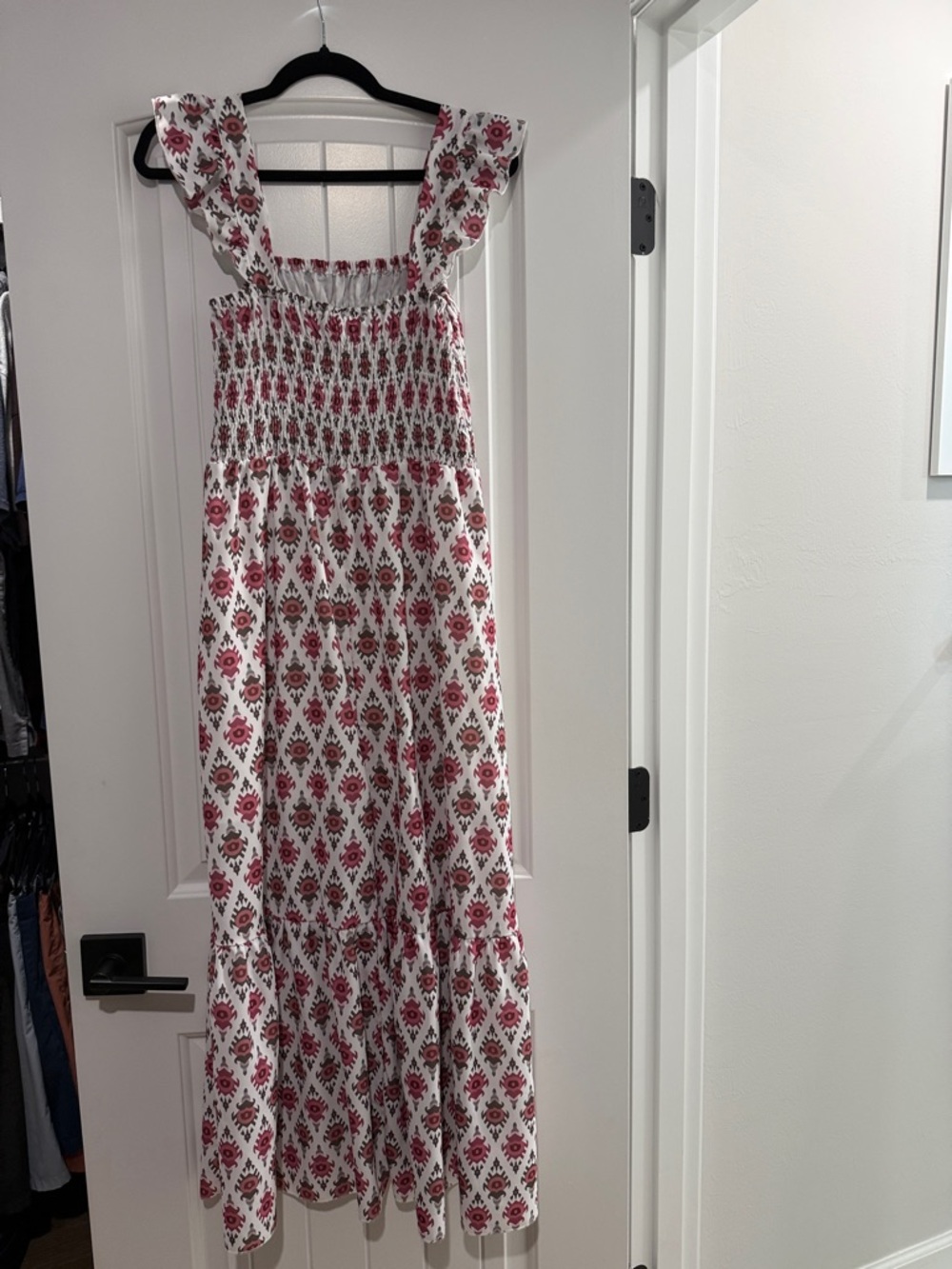 White Maxi Sundress with Pink Floral Print
